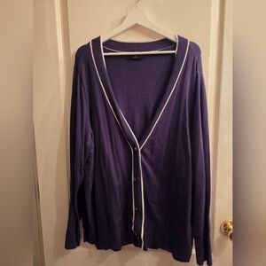Lane Bryant Navy Cardigan with White Stripe Size 22-24
